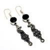 Black Spinel Gemstone 925 Silver Plated Handmade Jewelry Earring 2.38"