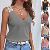Summer Casual Lace Sleeveless Women Solid Color Vest T Shirt Top