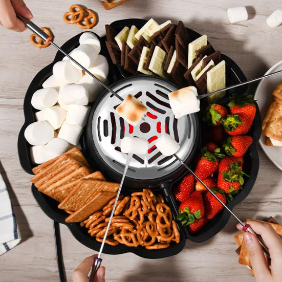 Электрическая фондюшница 2-в-1 с подогревом без пламени и 3-мя регуляторами температуры