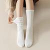 Middle Tube Socks Solid Color Cuffs Ruffles Socks Casual Knitted Long Socks Cotton