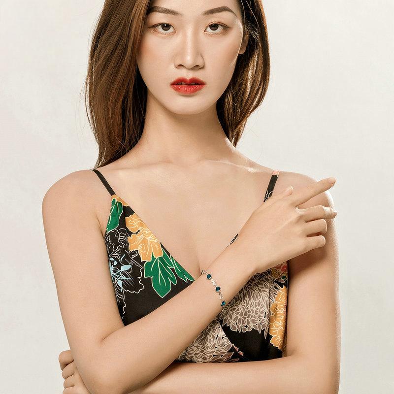 Браслет из стерлингового серебра S925 с платиновым покрытием, женский серебряный браслет из австрийской водной станции