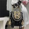 Женский Корейский Элегантный Рюкзак с Алмазной Инкрустацией Многофункциональная Сумка-Ведро через Плечо с Бусинами Японский и Корейский Тренд