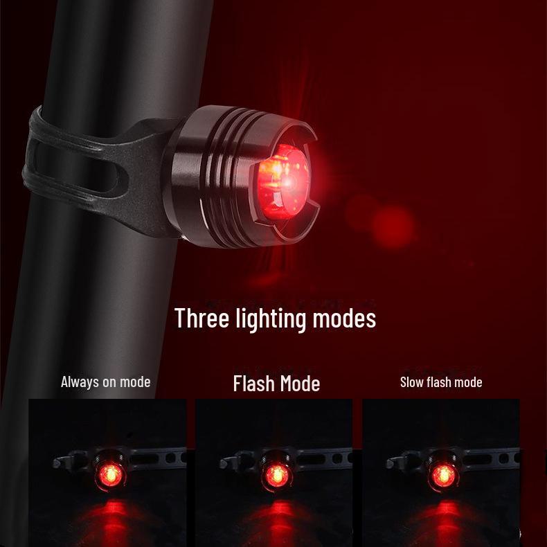 Bicycle LED Tail Light: Aluminum Alloy, Bright Ruby, Quick-Release Hook, Helmet Compatible, Mountain Bike Warning Light