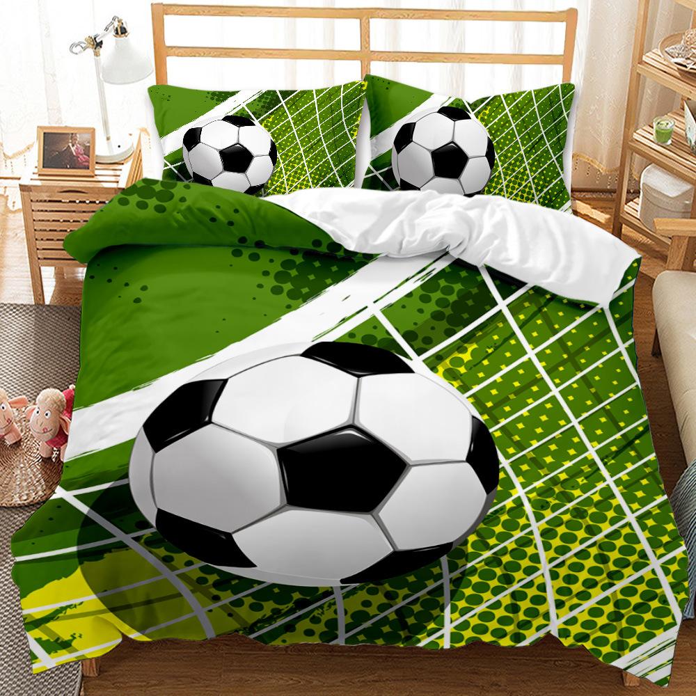 Three-Piece Set Sports Football Decorative Quilt Cover Bedding Kit Digital Printing