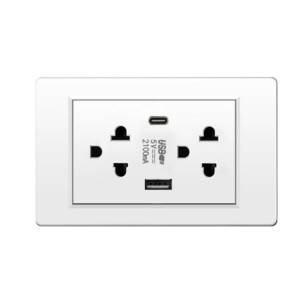 Thailand Type Electrical Wall Receptacle Outlet Space Saving USB Type C Wall Charger Outlet for