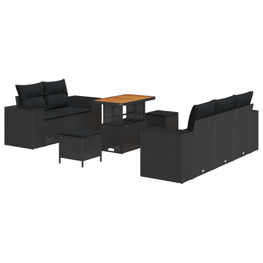 Garden Sofa Set 8 pcs Black Poly Rattan