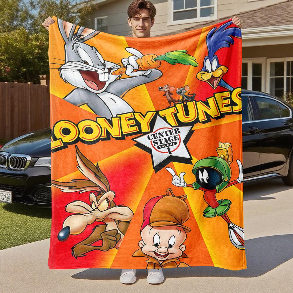 1 шт. Looney Tunes Center Stage Том 1Наружное фланелевое одеяло Мягкий плюшевый декор для пикников, кемпинга, Спальни, Игровой комнаты или Обеденного перерываn1200A