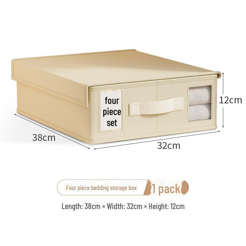 Oxford Cloth 4-Piece Storage Box Set with Windows for Bedding and Sheets