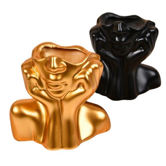 Ваза с изображением лица из смолы, цветочный горшок, ваза с абстрактным изображением, женская форма, современное человеческое лицо, декоративная ваза для фермерского дома