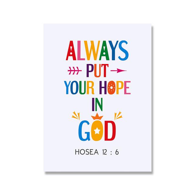 Color Cartoon Bible Quote Christian Sunday School Wall Art Canvas Print Poster Painting Picture Kid Living Room Home Mural Decor