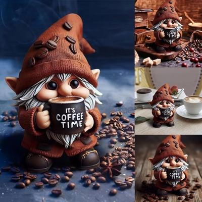 Ручная работа Кофейный Гном Смоляной Гном Фигурка Подарки Кофе Мини Настольный Декор
