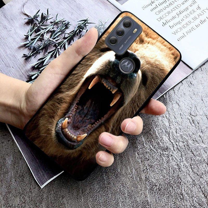 Чехол с изображением российского черного медведя для Motorola Moto EDGE 20pro EDGE 20lite E6 E7, чехол G STYLUS GPLAY GPOWER G 5G PLUS G30 G100 Funda Coque
