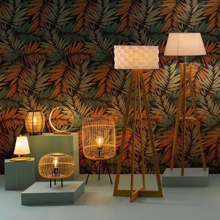 Lampe "Pita" bambou blanc H26cm - Atmosphera createur d'interieur