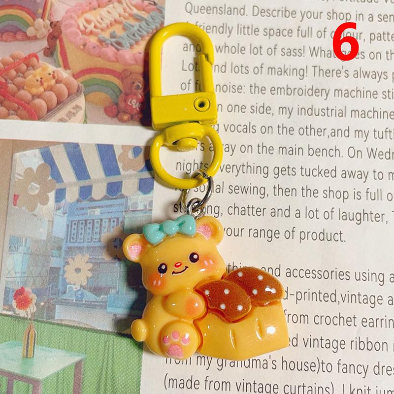 Милый брелок для ключей в виде медведя из смолы, кулон на сумку, брелок с изображением мультфильма, ювелирные изделия для женщин, рюкзак, подвески, аксессуары для декора