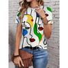 Women's Summer Short Sleeved Versatile 3D Printed Character Series Casual T-shirt Top