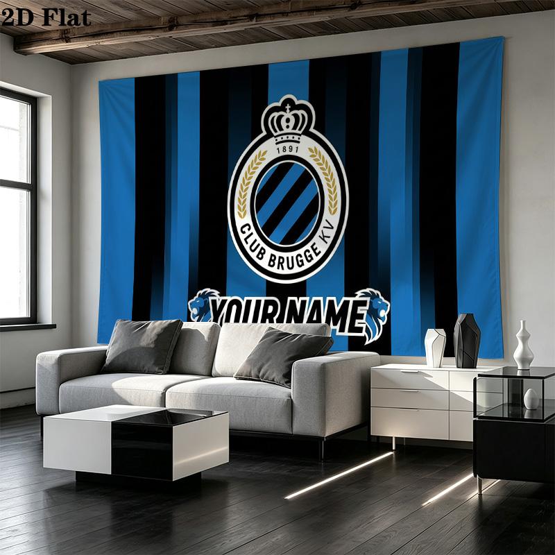 Custom Name Club Brugge KV Printed Tapestry – Wall Hanging for Bedrooms, Dorms, and Home Decor