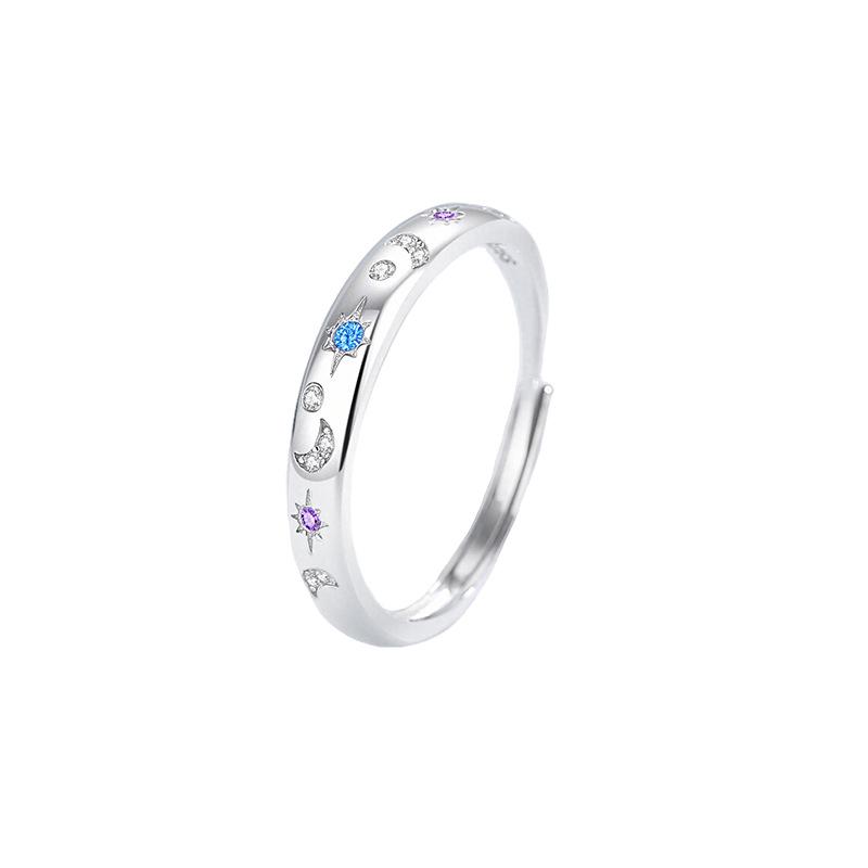 Парные кольца Tichia Star & Moon из стерлингового серебра S925, регулируемые, унисекс - Оригинальный нишевый дизайн