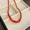 Medieval vintage retro fashion niche simple red beaded necklace can be stacked temperament versatile women's necklace