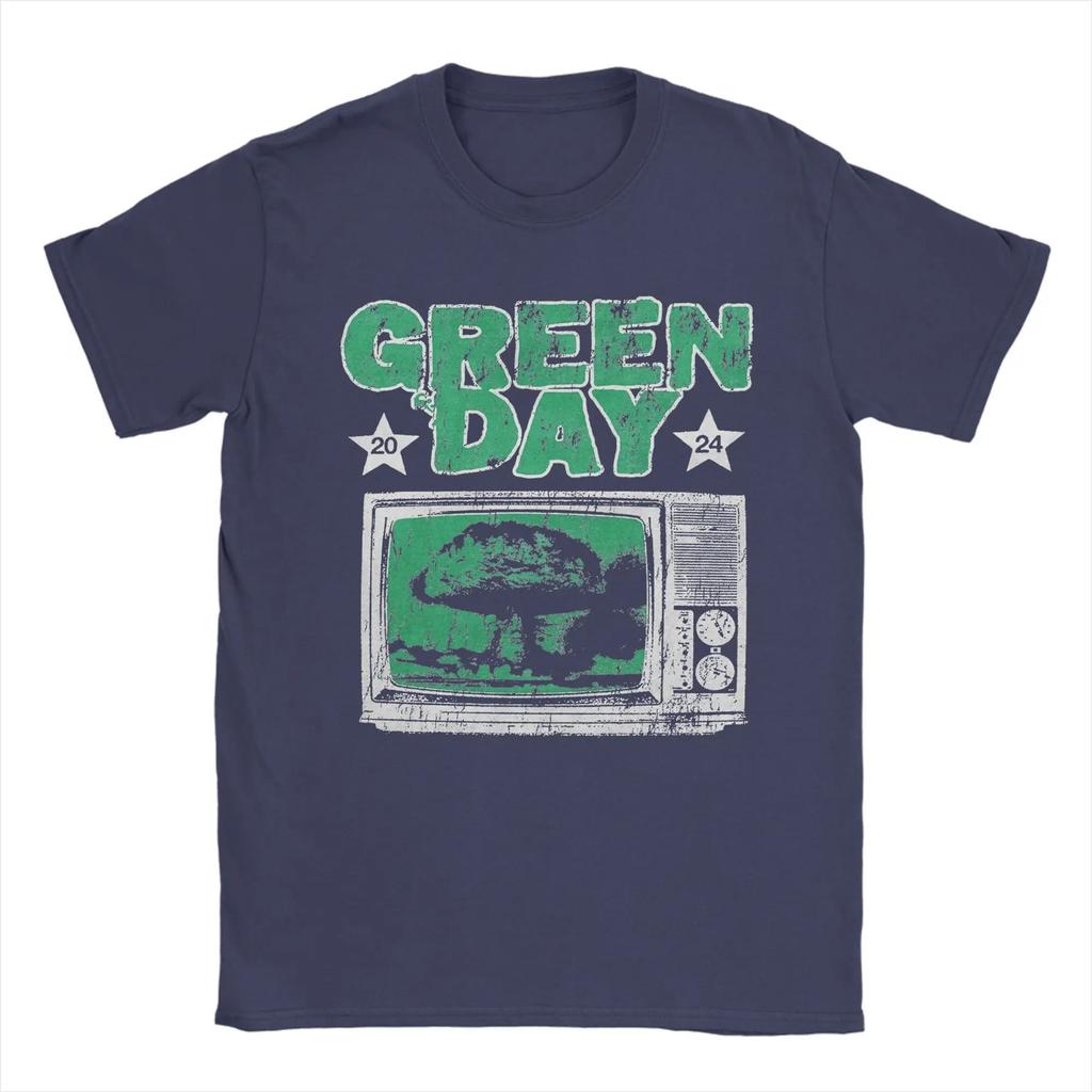 Футболки группы Green Day для мужчин Новинка Хлопковая футболка Круглый вырез Короткий рукав Футболка Большой размер Короткий рукав Большой размер Свободный