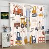 Cartoon Car -2 Pieces - Printed Curtain, 100% Polyester Material, Suitable for Home Decoration