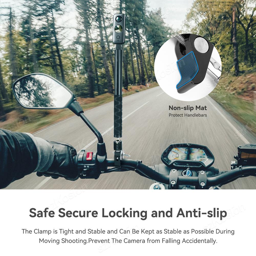 Camera Motorcycle Handlebar Mount Selfie Stick Bicycle Monopod for Go Pro 13 12 11 10 9 8 Insta360 X4 DJI Osmo Action 5 Pro 4 3