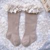 Baby Girls Cotton Knee High Socks With Lace Ruffle Autumn Winter Princess Long Socks For Toddlers Kids Age 0-5 Years