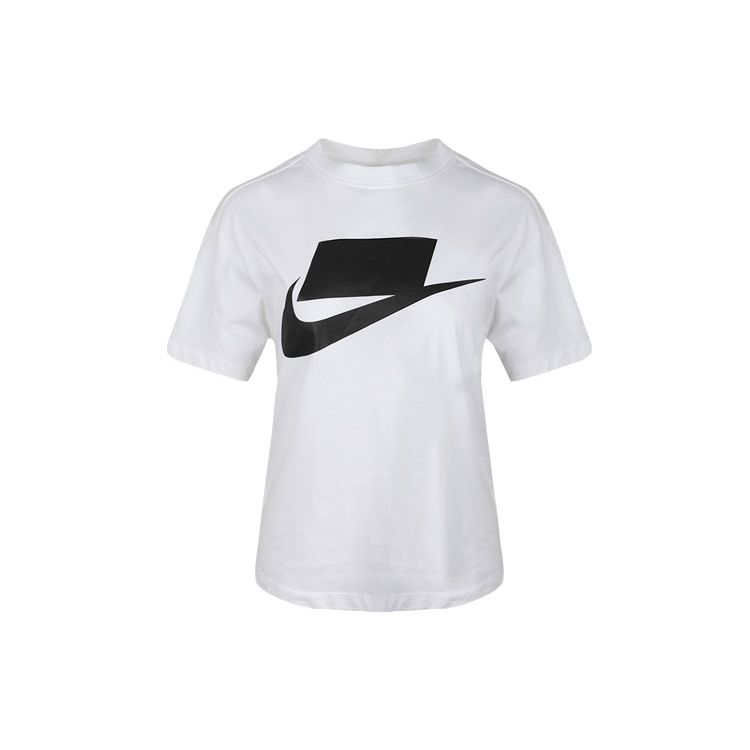 Nike Спортивная классическая футболка с коротким рукавом и большим логотипом, женские топы, белые AH4008-102