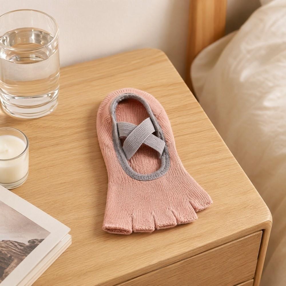Cotton Women Yoga Socks with Double-crossed Straps Yoga Hosiery Sports Five Finger Socks Fitness
