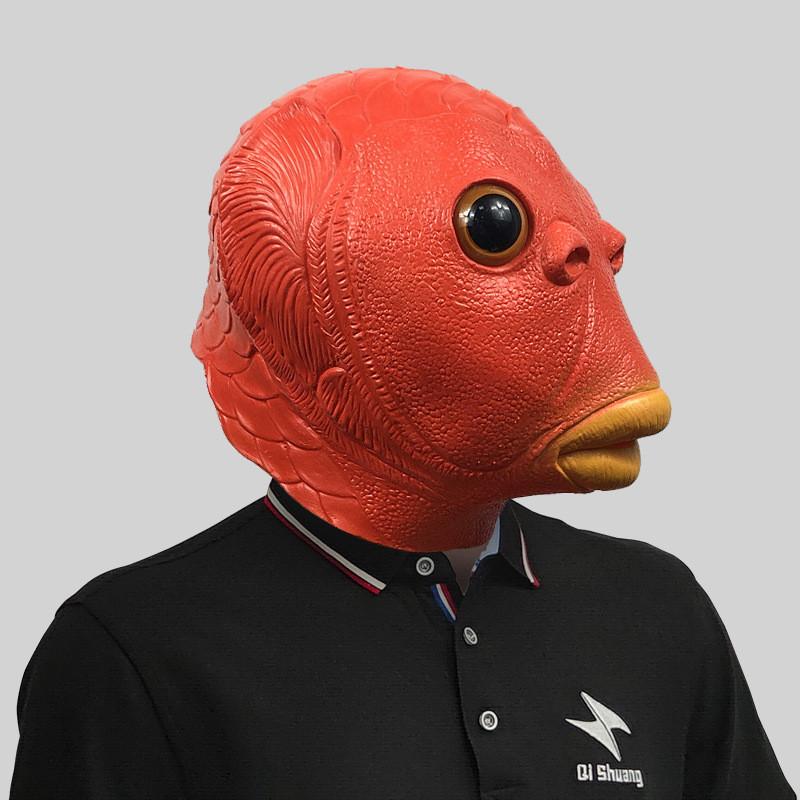 Очаровательная маска головы зеленого монстра-рыбы для веселых костюмированных вечеринок и празднования Хэллоуина