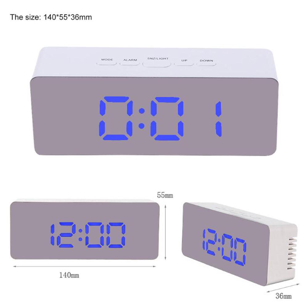 Многофункциональное пластиковое зеркало, светодиодный ночник, термометр, цифровые настенные часы, лампа-будильник