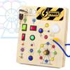 Montessori Busy Board, Wooden Educational Toy for 1, 2, 3, and 4 Year Olds, Perfect Birthday Gift for Boys and Girls, Includes LED Switch, Fingertip