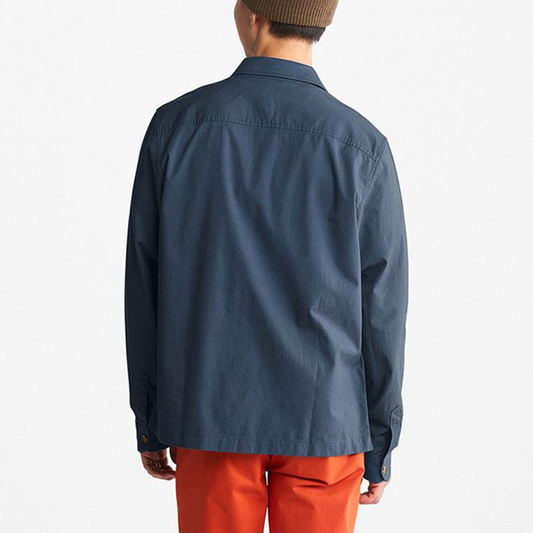 Timberland Повседневная дышащая однотонная рубашка с длинным рукавом и карманом Мужские рубашки Deep-Indigo A62E9-288