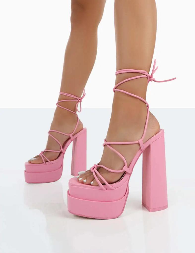 2024 Новый бренд Весна Лето Сандалии Открытый Носок Массивная Платформа Высокий Толстый Каблук Женские Сексуальные Элегантные Вечерние Офисные Туфли На Шнуровке