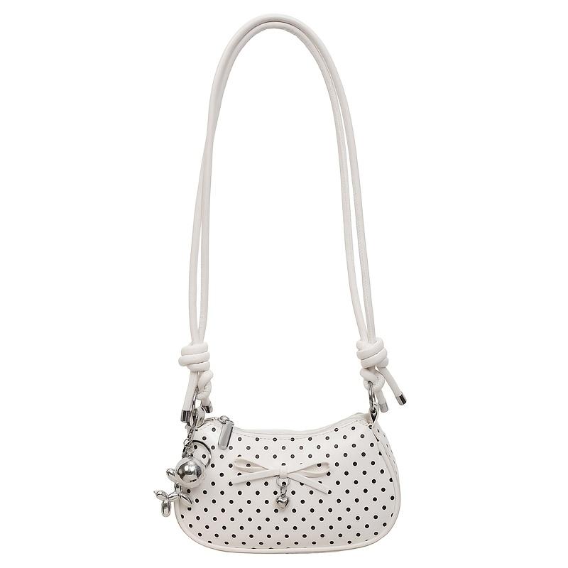 Women's crossbody bag, comes with a pendant. Crescent-shaped shoulder bag, suitable for daily wear, shopping, and dates, sweet and cool style.