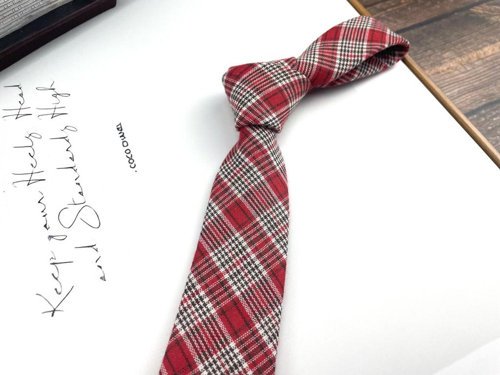 Men'S And Women'S Japanese Retro British 6Cm Narrow Tie Coffee Color Gray Blue Casual Grid, Get Married At Work