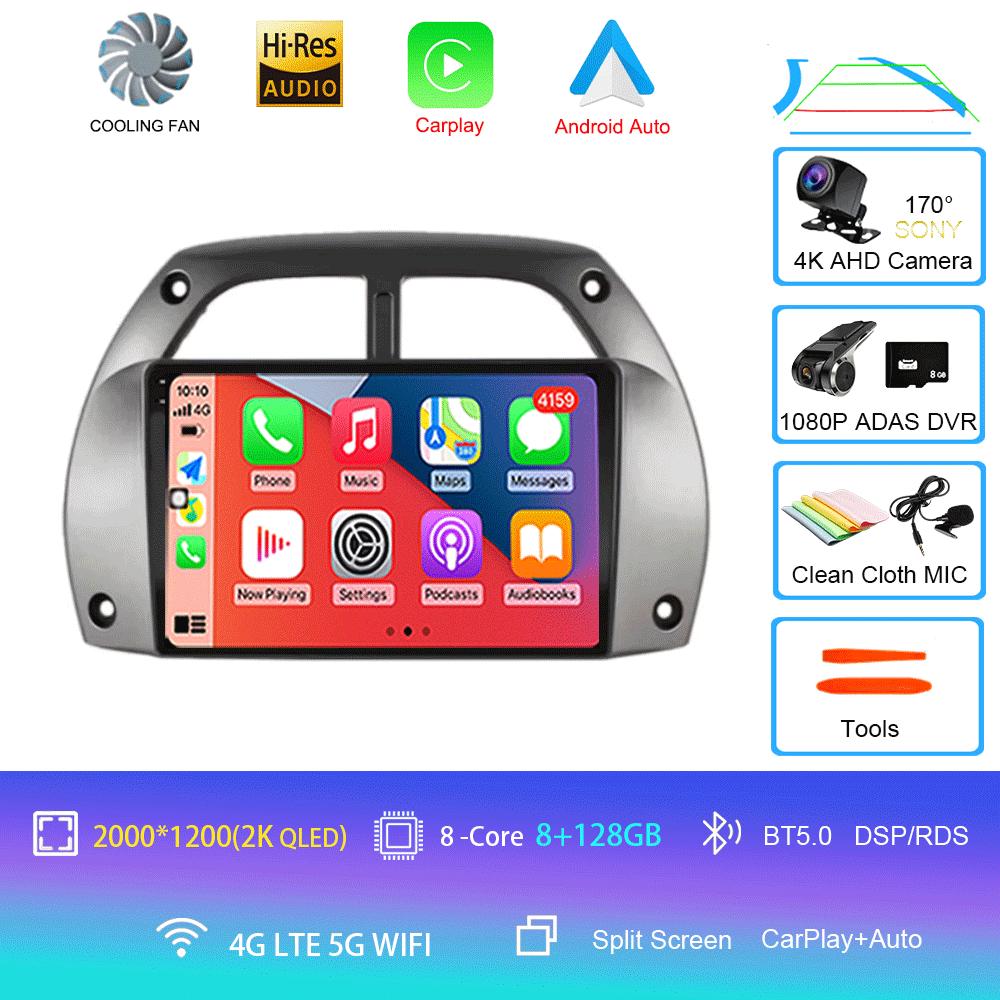 Car Radio Android 14 Wireless Carplay Auto for Toyota RAV4 2001 - 2006 Navigation GPS Multimedia Player Stereo Video wifi+4G BT