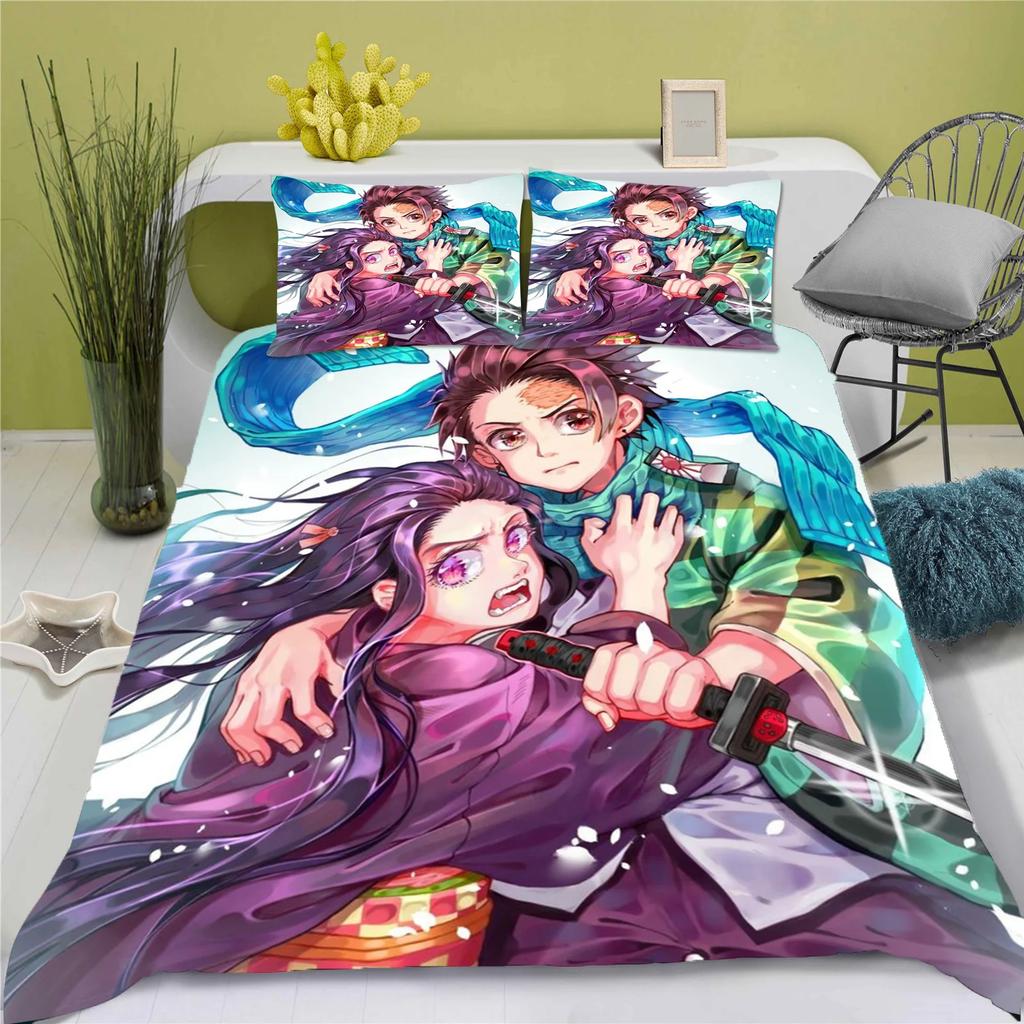 Children Coton D-Demon Slayer Soft Duvet Cover Polyester Set kimetsu no yaiba Beding Adorable Lovely Printed Carton Comfortable Quilt Cover Premium