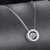 Moissanite Halo Pendant Necklace for Women , Lab Diamond Sterling Silver Circle Pendant Mom Lover Daugther Gift