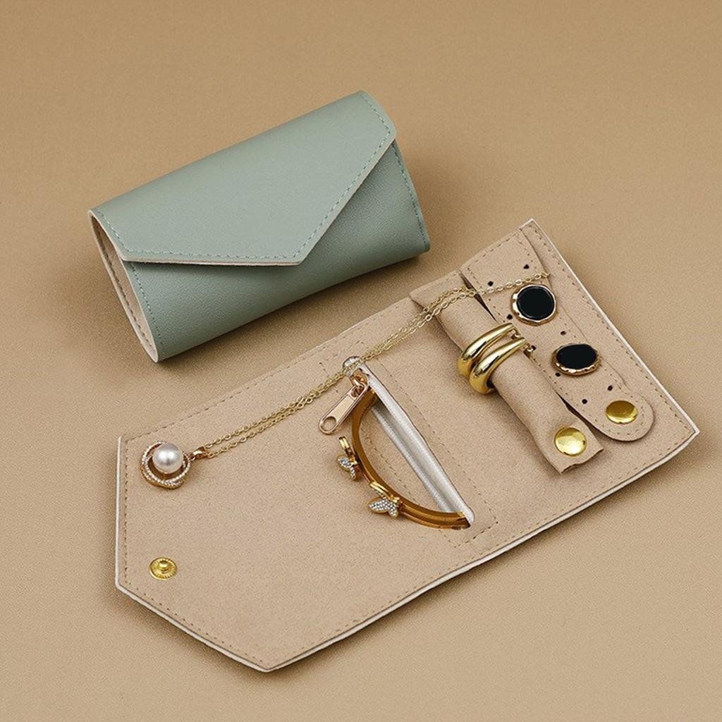 Compact and Practical Jewelry Roll Foldable Jewelry Case Bag for Journey Rings Necklaces Perfect for Any Occasion