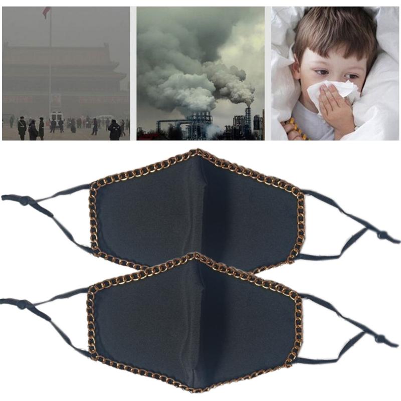 Пылезащитные черные маски для лица, золотые металлические цепочки, готические моющиеся защитные женские аксессуары для рта и муфеля