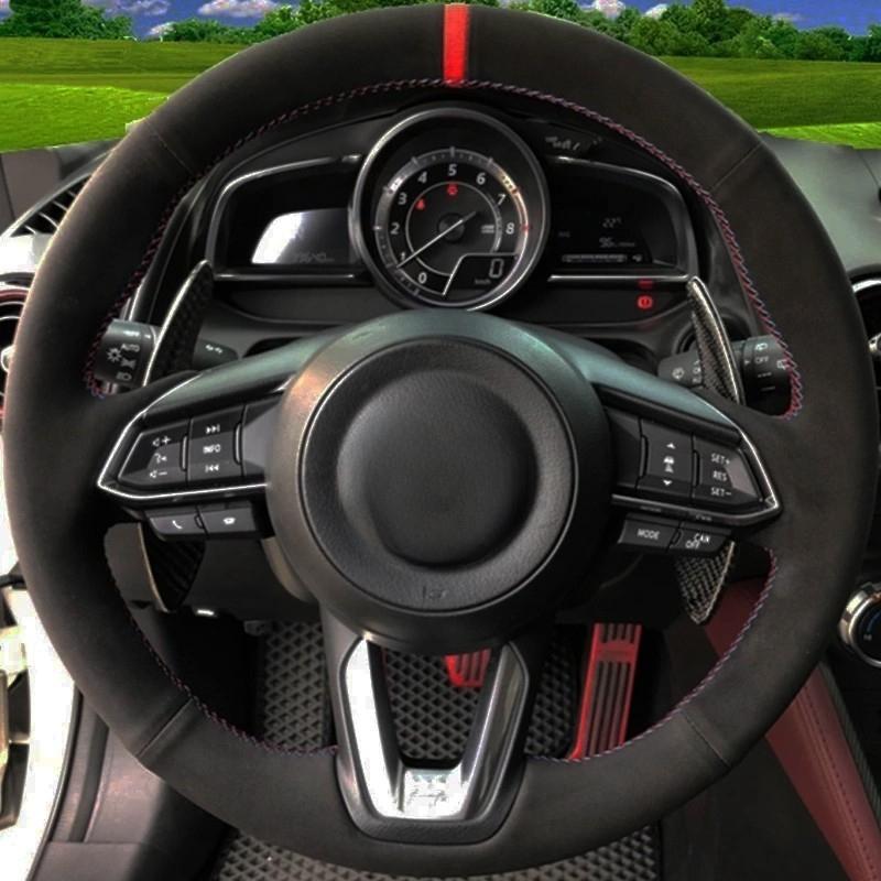 Car Steering Wheel Cover DIY Black Suede For Mazda 3 Axela 2017- Mazda 6 Atenza 2017- CX-3 CX-4 CX-5 CX-9 CX9 CX-8