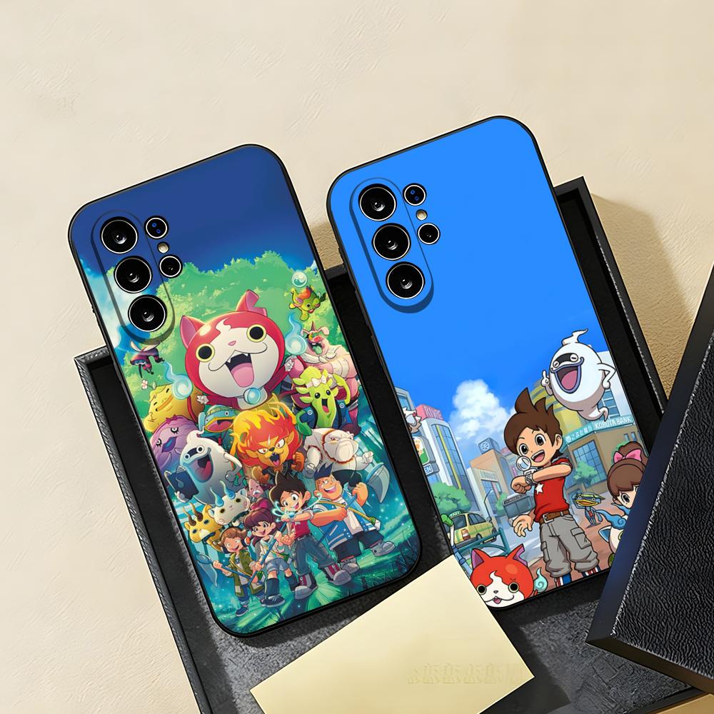 Komasan Buchinyan Y-Yo Kai W-Watch Чехол для телефона для Samsung S26 S25 S24 FE S23 S22 S21 Plus S20 Ultra Note20Ultra Черный Мягкий чехол