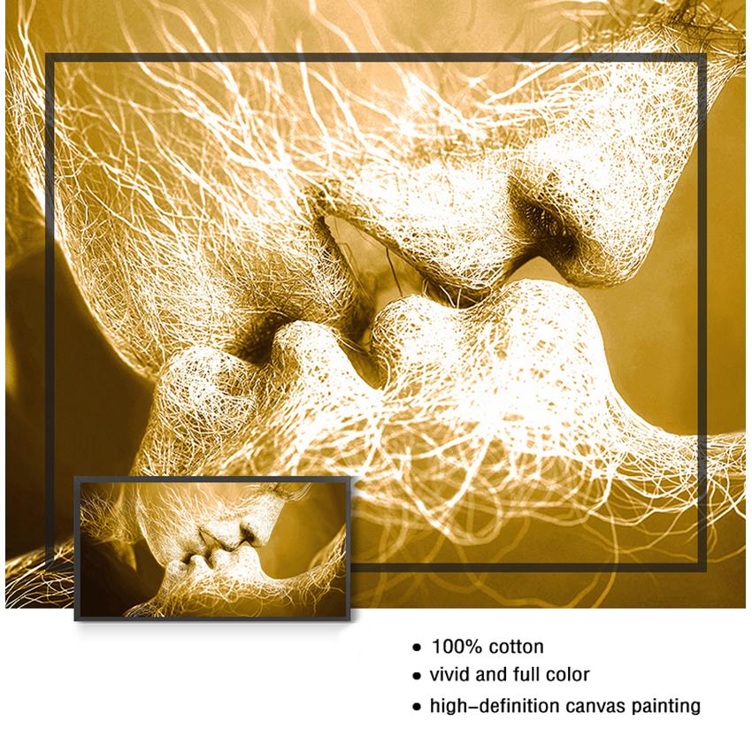 Украшение гостиной, настенное искусство, черный любовный поцелуй, холст, картина, абстрактный принт, плакат, фотографии, домашняя спальня