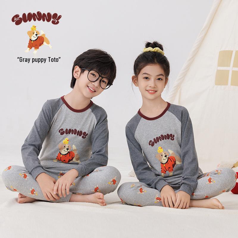 2025 Kids' Autumn Warm Cotton Pajama Set - Boys' & Girls' Long Johns & Raglan Homewear
