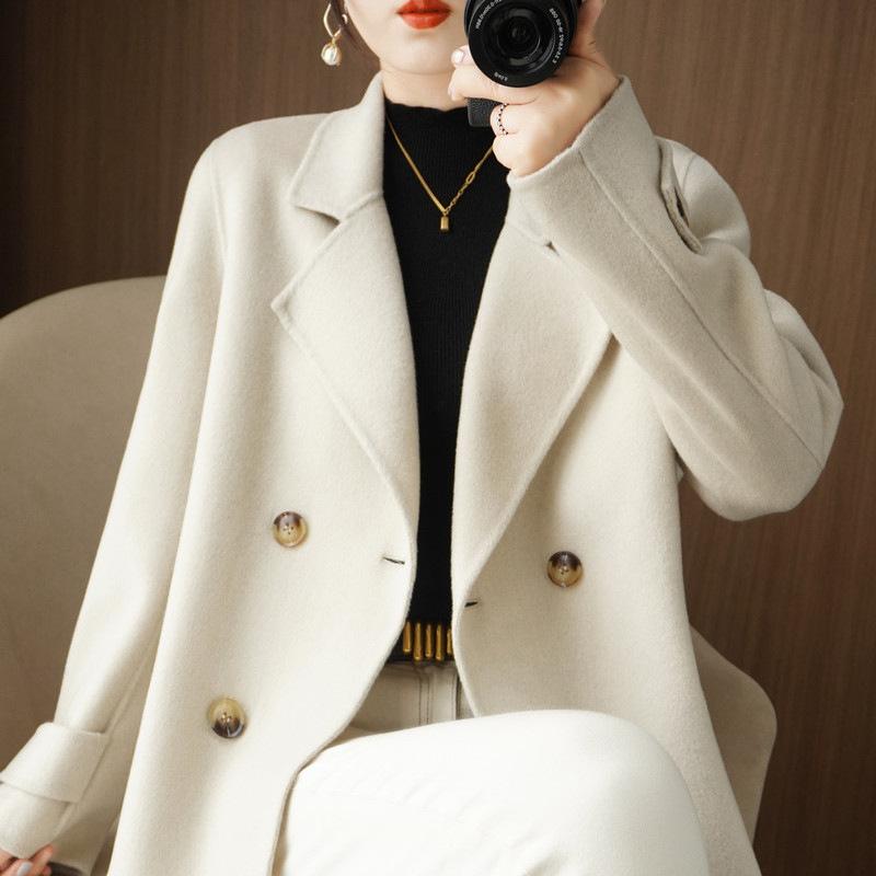 Autumn and Winter Women's Temperament Fashion Jacket Loose Woolen Cardigan Coat Short Suit Collar Woolen Trend Coat