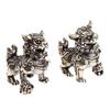 2Pc Pure Copper Lucky Lion King Figurines Antique Bronze Chinese Animals Statue