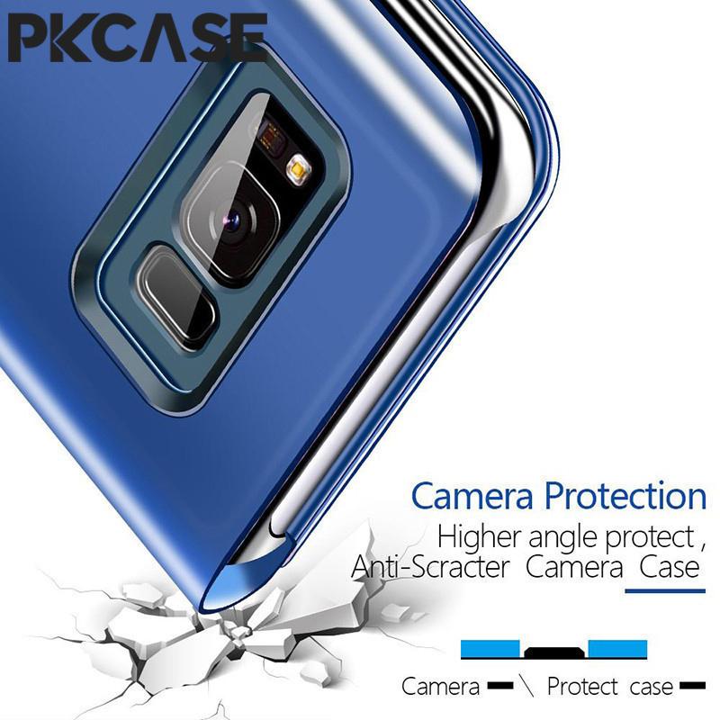 PKCASE Смарт-зеркало Флип-чехол для телефона для Samsung A05 A05S A15 A35 A25 A33 A34 5G Note 20 Ultra Ударопрочный Кожаный Чехол-подставка