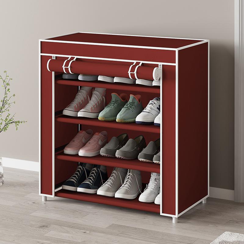 Простой шкаф с тканевым чехлом, полкой для обуви, тумбой для обуви и чехлом для сушилки