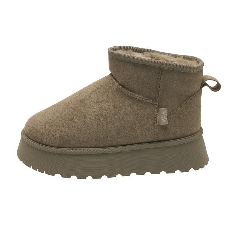 Осень и зима большой размер новые толстоподошвенные увеличивающие рост сноубутсы женские пушистые сноубутсы замшевые нескользящие хлопковые туфли