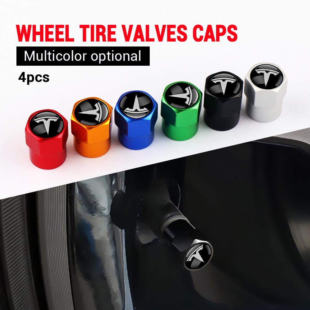 ZMPBD1 4Pcs/set Car Wheel Tire Valve Caps Cover for Tesla Model Y juniper Model 3 highland Coil Mod Car Wheel Tire Stem Air Valve Caps